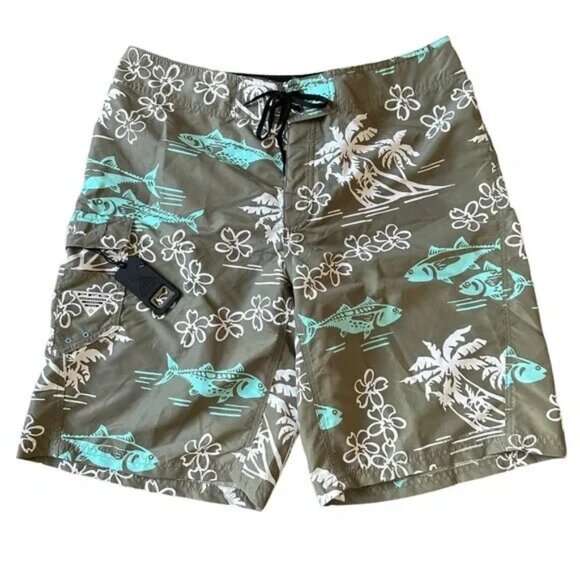 Columbia PFG Mens 36 Unlined Board Shorts Swim Trunk Fish Tropical Bottle Opener - Picture 1 of 8